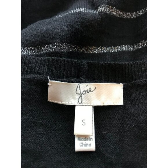 Joie Black & Silver Metallic Striped Cashmere Blend Sweater, Size Small - Picture 8 of 8